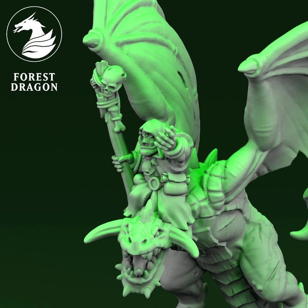 [FD-ORCS-OSW-10] Orc shaman on Wyvern (10mm)