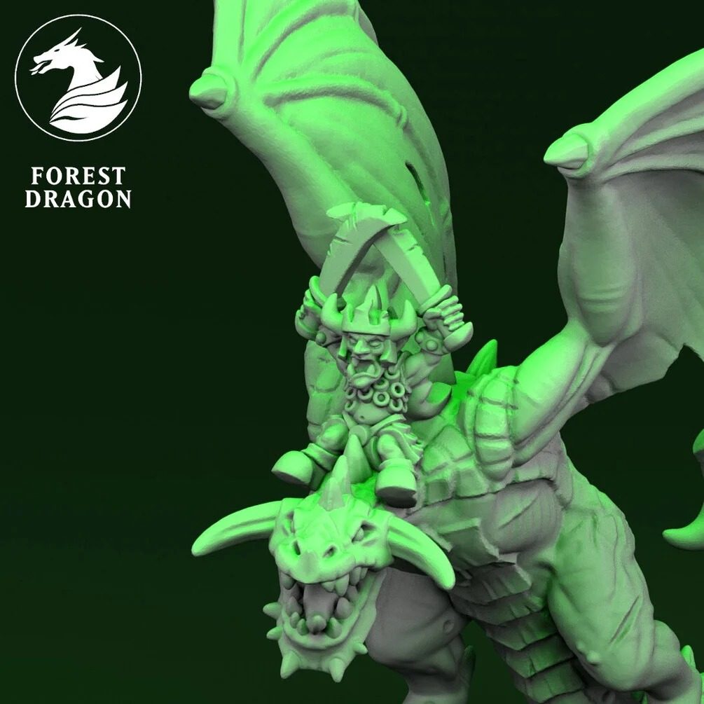 [FD-ORCS-GHW-10] Goblin hero on Wyvern (10mm)