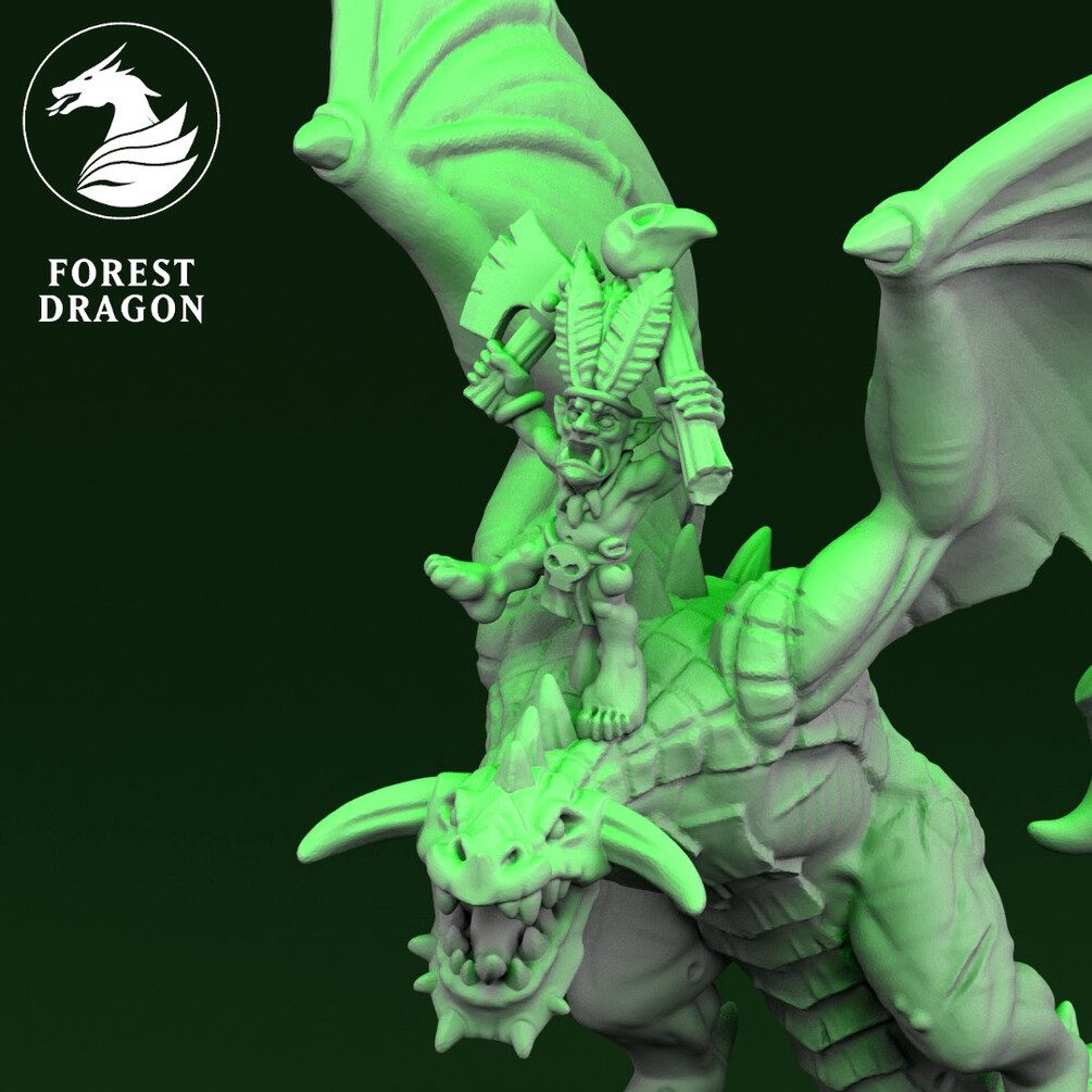 [FD-ORCS-GSW-10] Shaman Goblin en Serpiente Alada (10mm)