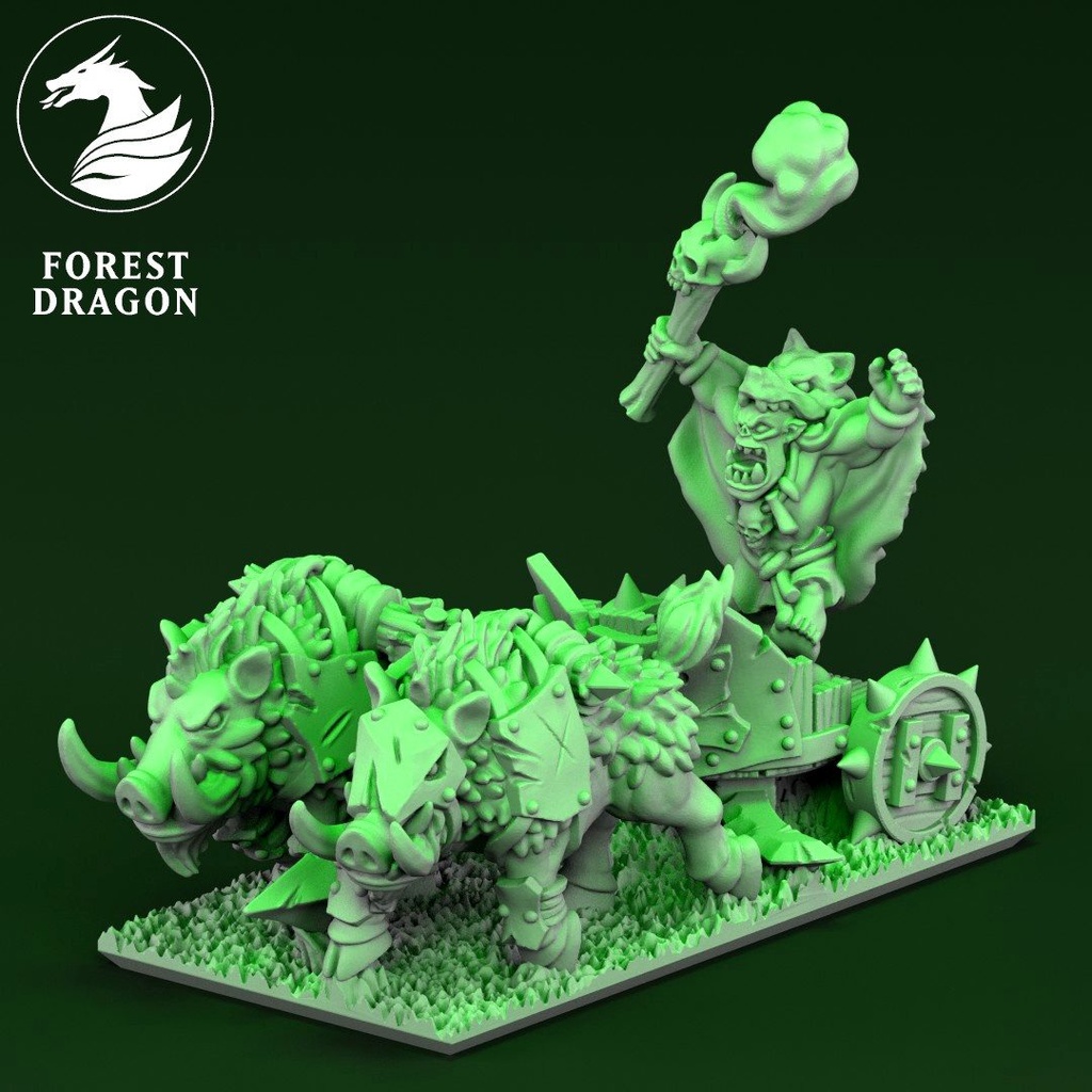 [FD-ORCS-OSC-10] Orc Shaman on Chariot (10mm)