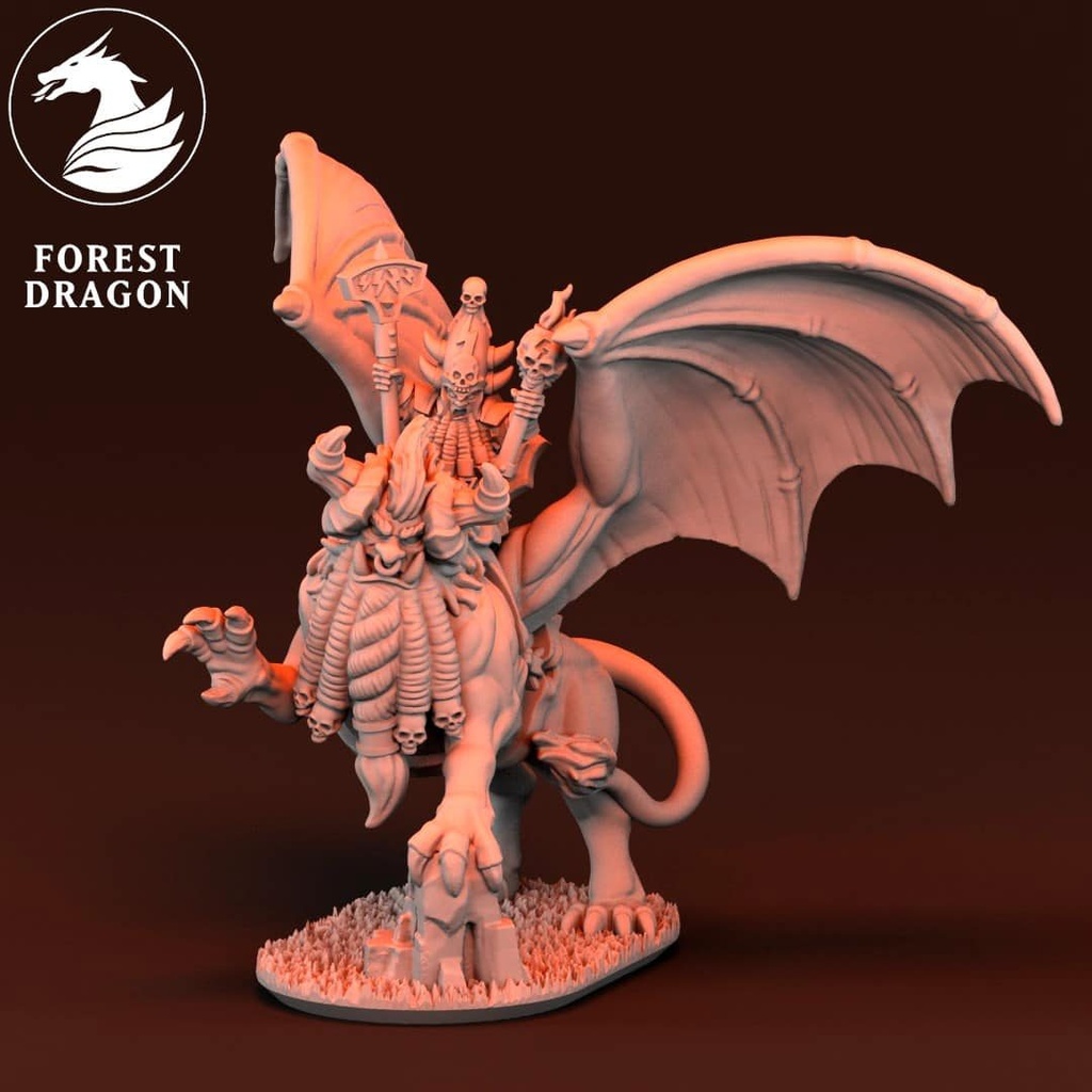 [FD-CHAOSDWARF-LASH-10] Hechicero en Lammasu - Gran Sombrero (10mm)