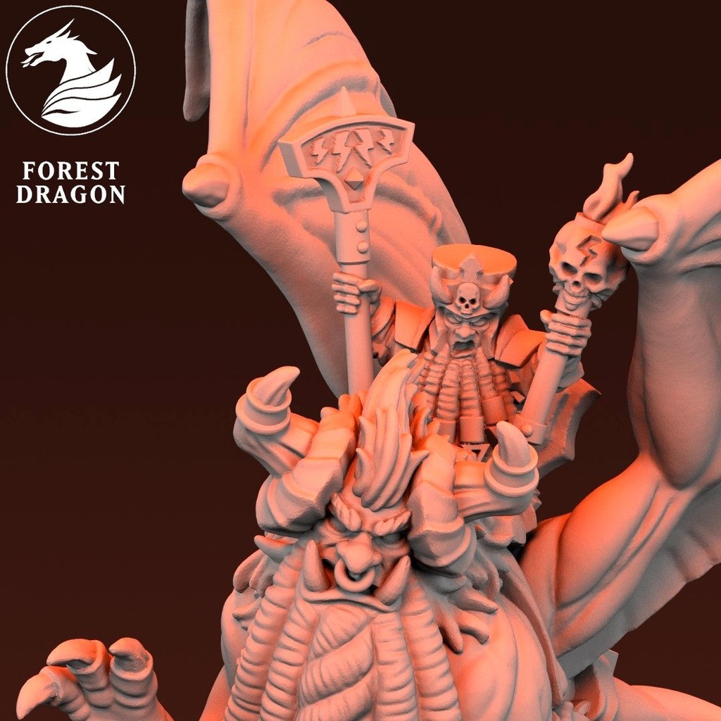 [FD-CHAOSDWARF-LAS-10] Hechicero en Lammasu (10mm)