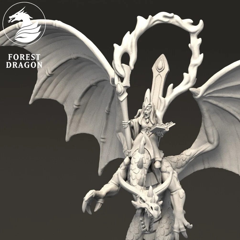 [FD-NOBLELF-DRM-10] Elven Mage on Dragon (10mm)