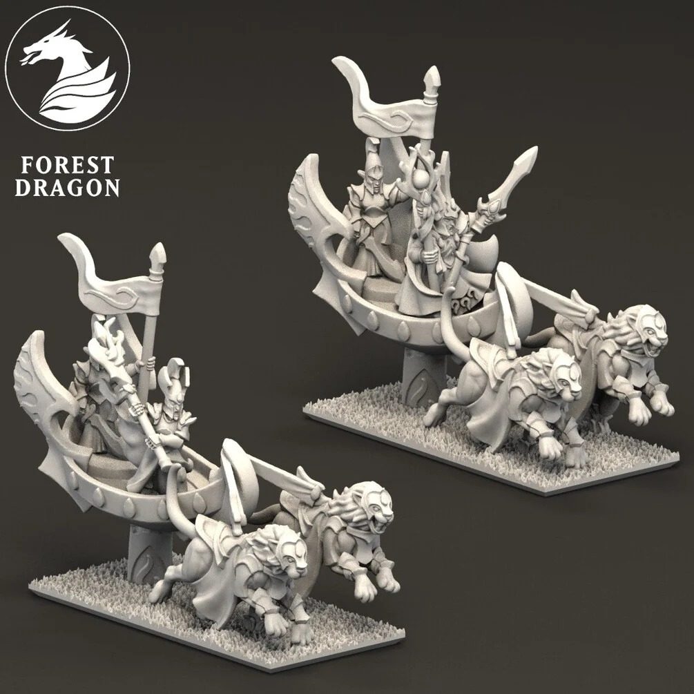 [FD-NOBLELF-CHM-10] Mago en carruaje de leones (10mm)
