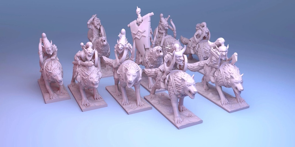[GSM-GOBLINS-WOL-10] Goblins Jinetes de Lobo (10mm)